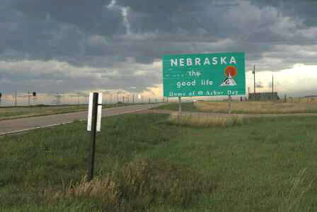There's a Nebraska welcome sign available for your picture-taking,